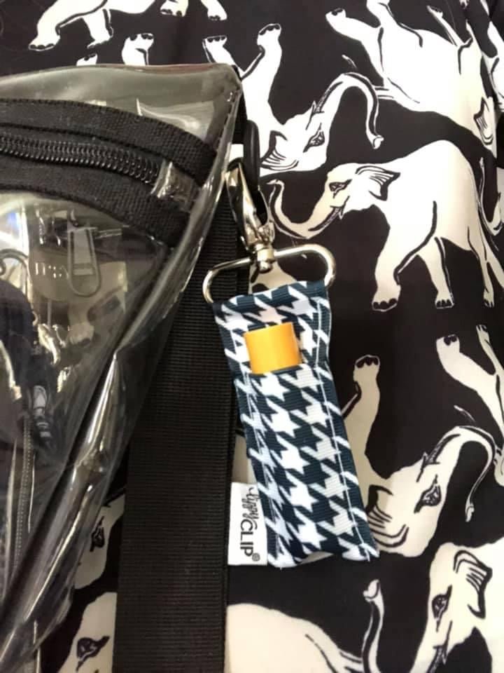 Black and White Houndstooth LippyClip® Lip Balm Holder - Faith on the Road Tees