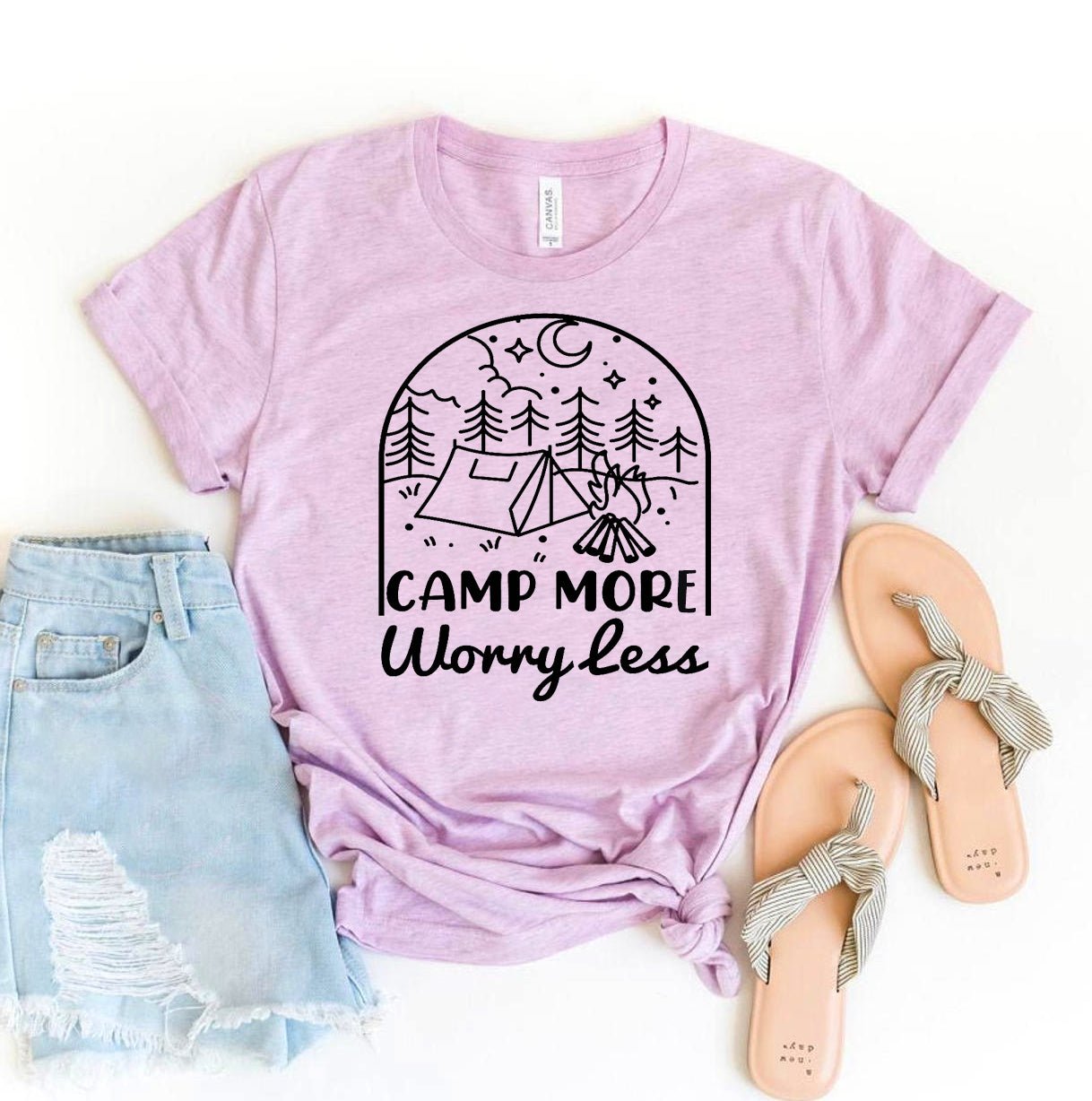 Camp More Worry Less T-shirt - Faith on the Road Tees