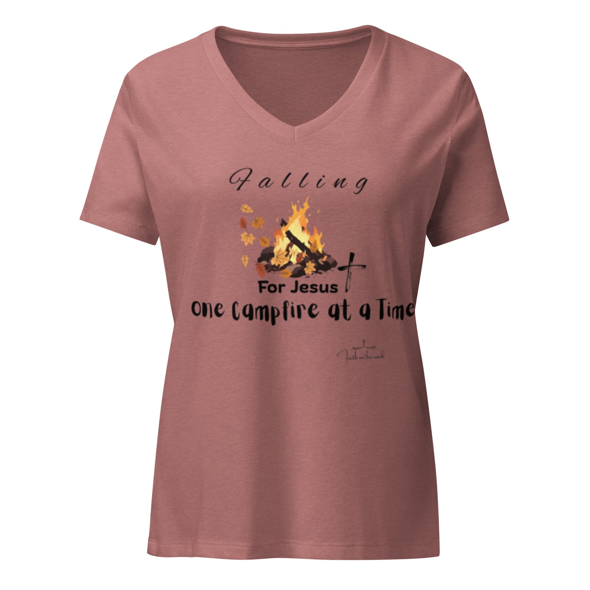 Faith + Fall Inspired Women’s relaxed v - neck t-shirt - Faith on the Road Tees