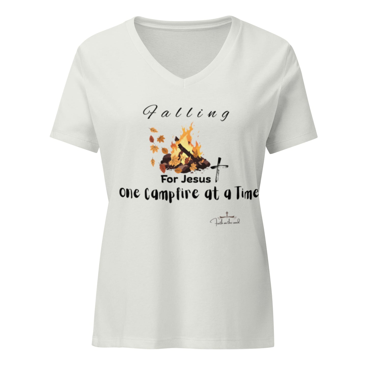 Faith + Fall Inspired Women’s relaxed v - neck t-shirt - Faith on the Road Tees