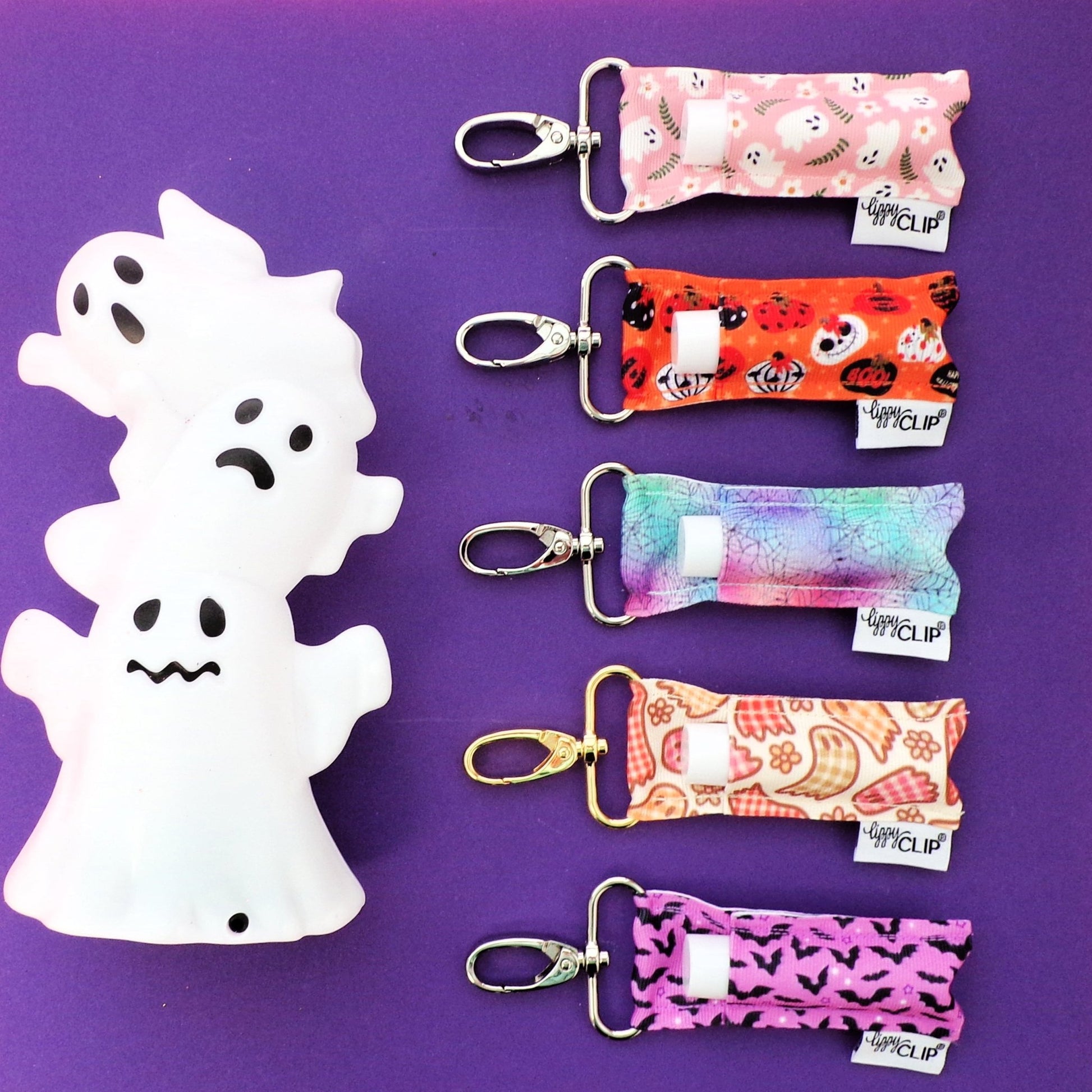 Ghosts on Pink LippyClip® Lip Balm Holder - Faith on the Road Tees