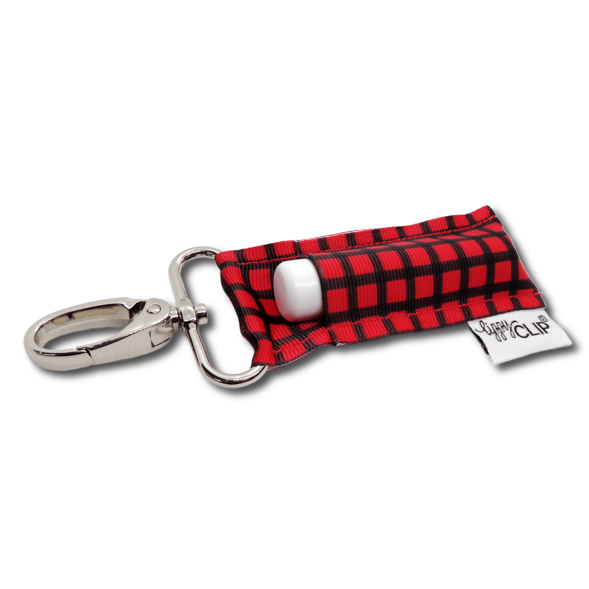 Red and Black Plaid LippyClip® Lip Balm Holder - Faith on the Road Tees
