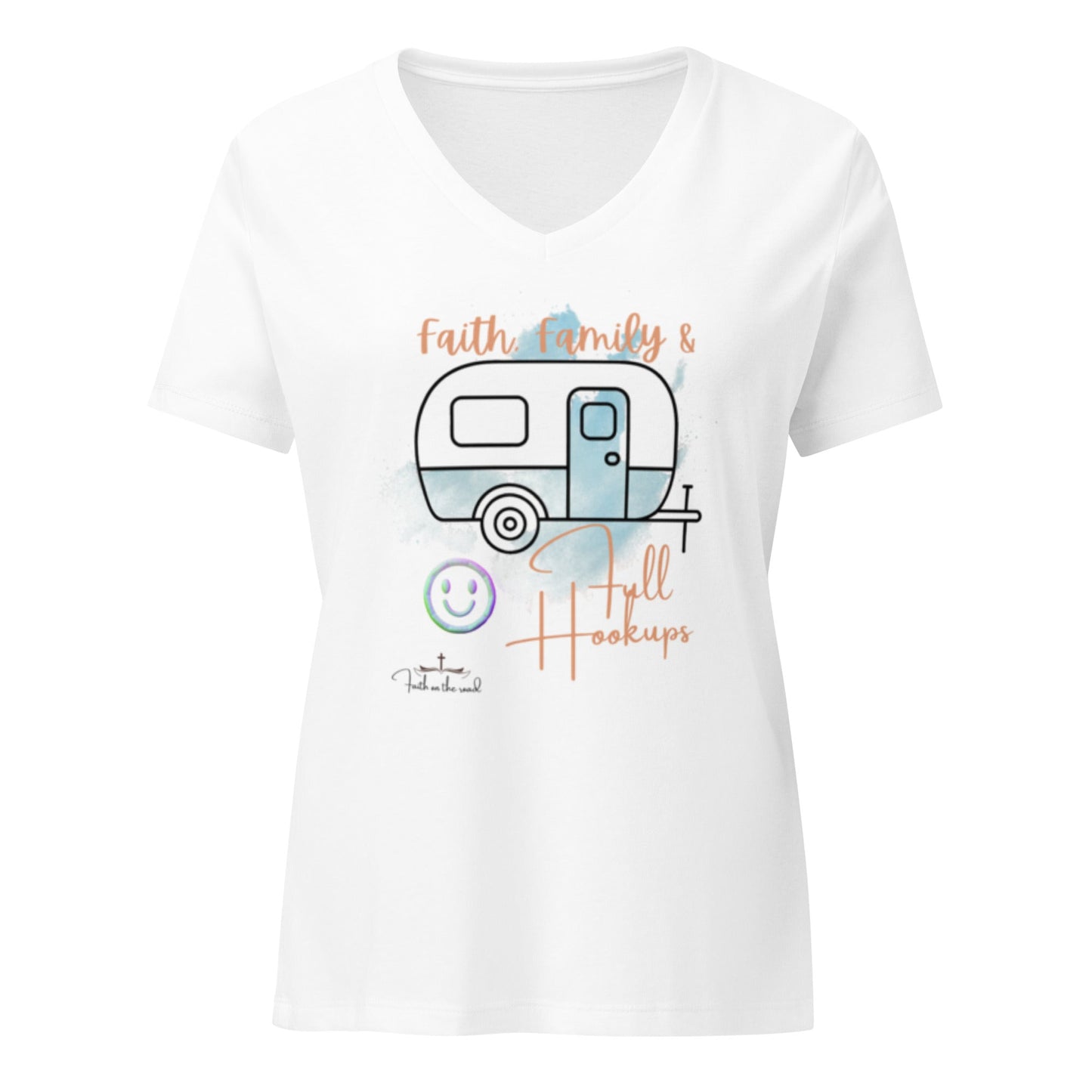 Women’s relaxed v - neck t-shirt - Faith on the Road Tees