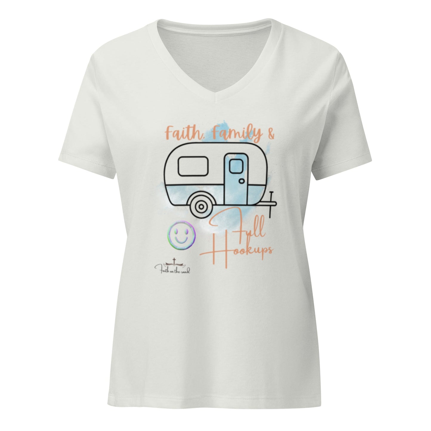 Women’s relaxed v - neck t-shirt - Faith on the Road Tees